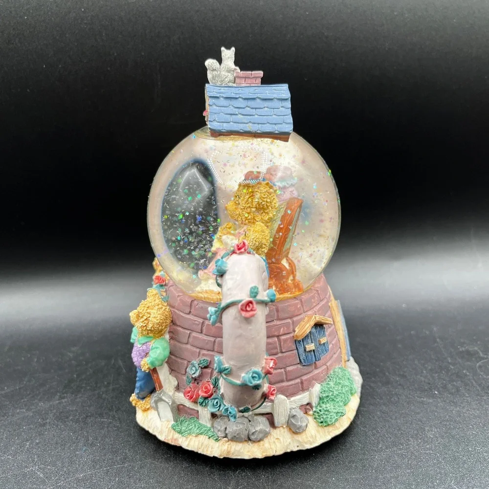 Vtg Resin Musical Teddy Bear Tea Party Teapot Snow Globe Music Box 6